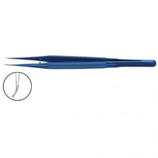 Micro Tying Forceps tungsten carbide coated platforms, Round handle,15cm Curved,0.3mm tips Curved,0.2mm tips